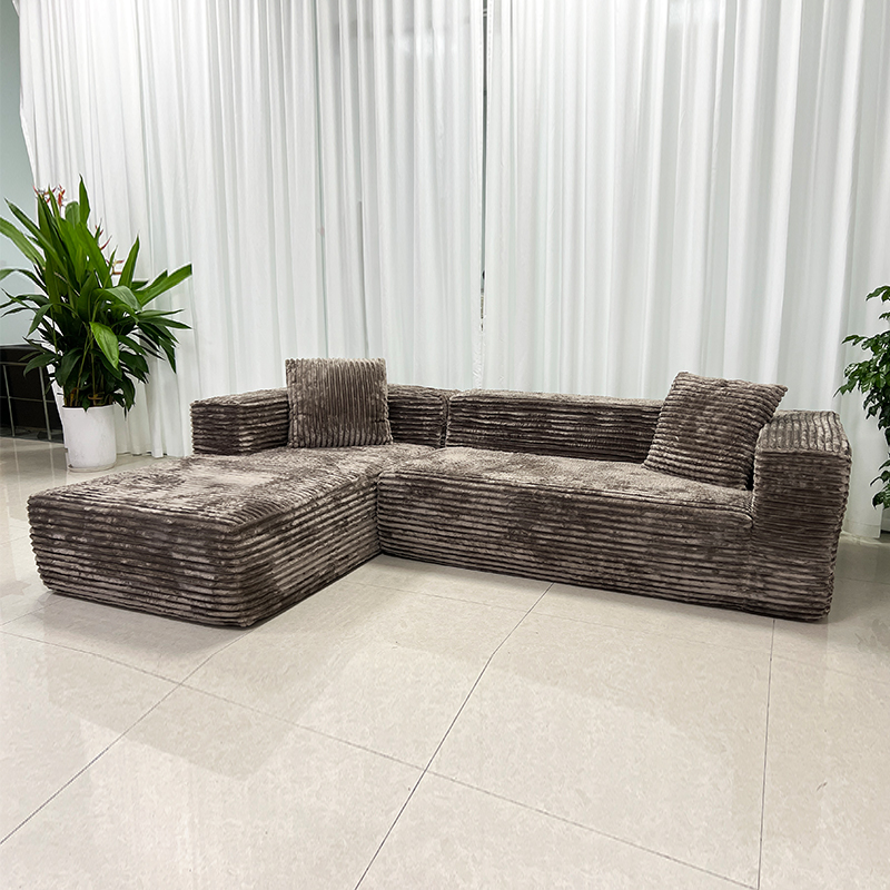 2024 popular living room compression modern home furniture modular L shape compressed fabric velvet couch sofa set