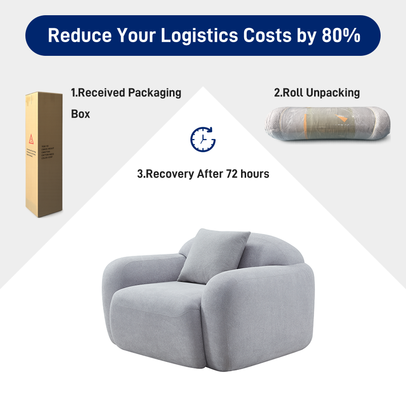 S273-1 Modern Italian Designer Fabric Armchair Curved Embrace Lounge Chair with Ottoman Vacuum Packed High Density Foam Seating