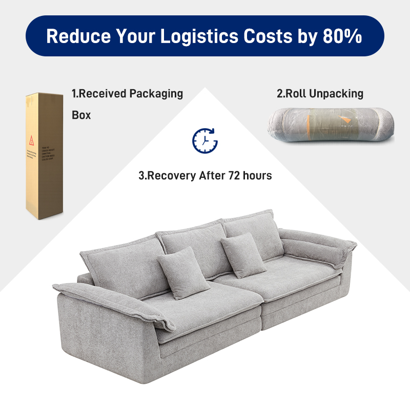 S276-4 Modern Italian Minimalism 4-seater Fabric Sofa Deep Seat Modular Sofa Vacuum Compression Space Saving Living Room Furniture
