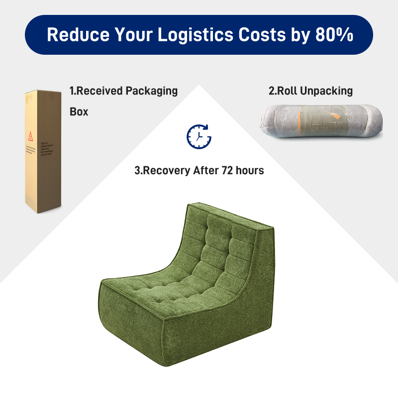 S267 Modern Green Fabric Modular Armless Leisure Sofa Chair Living Room Vacuum Compression High-density Foam Chair