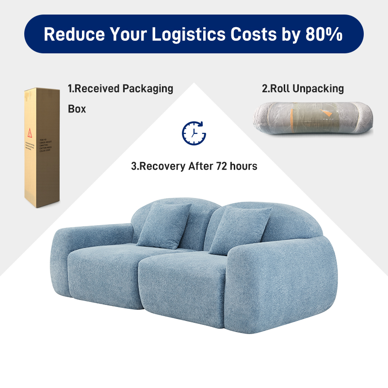 S225-2 OEM Foshan Factory Modern Fabric Sponge 2-seater Segmented Sofa Set Vacuum Packaging Compression Apartment Furniture