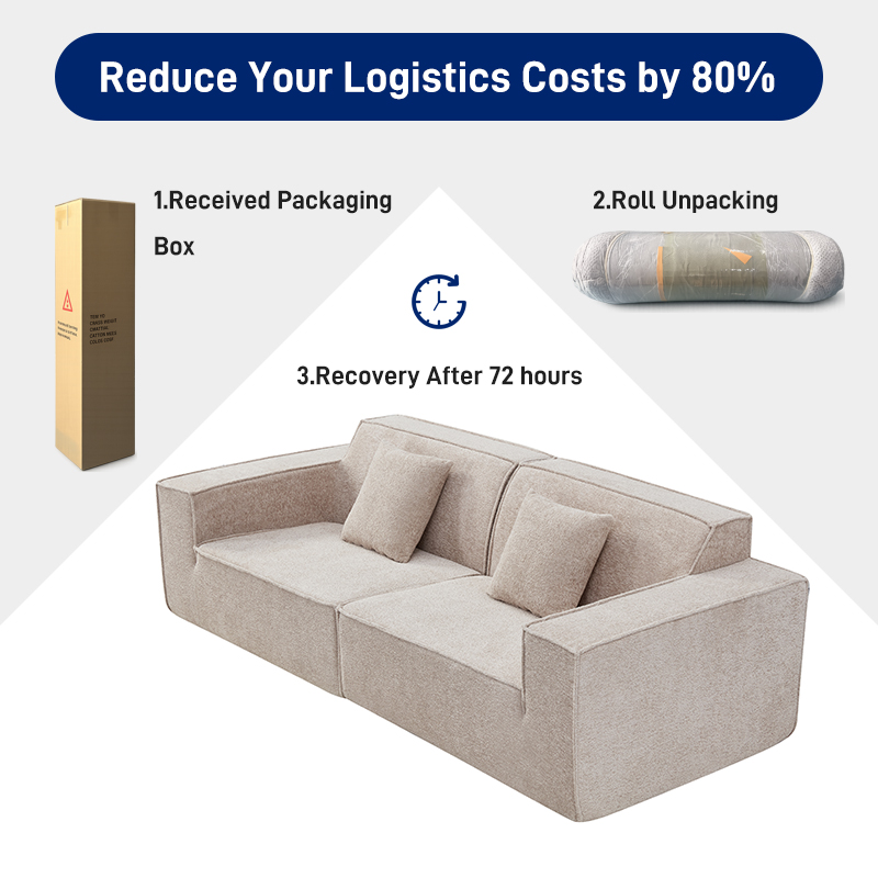 S206 Home Living Room Furniture Cotton Linen Flannel Fabric Compression Compressible Sofa Small Package Sofa Set Can Be Customized