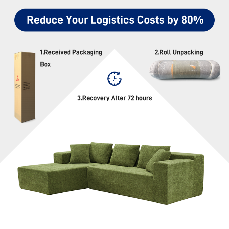 S221 OEM Manufacturer Modern Fabric Sponge Filling L Shape Boneless Couch Vacuum Compressed Corner Sofa with Chaise Lounge